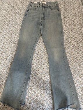 MOTHER Light Blue Denim Jeans - The Two Step Hustler Fray